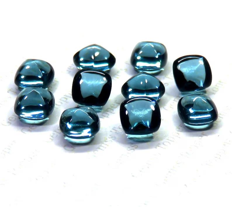 London Blue Topaz 10x10 mm Sugarloaf Cabochon